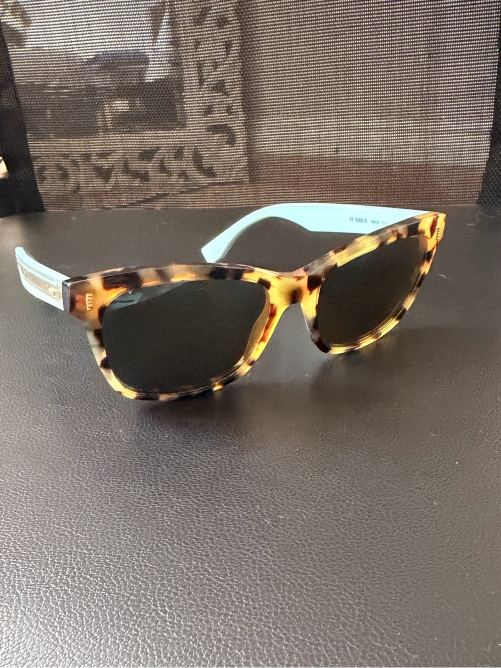 Fendi Tortoiseshell Sunglasses with Light Blue Temples